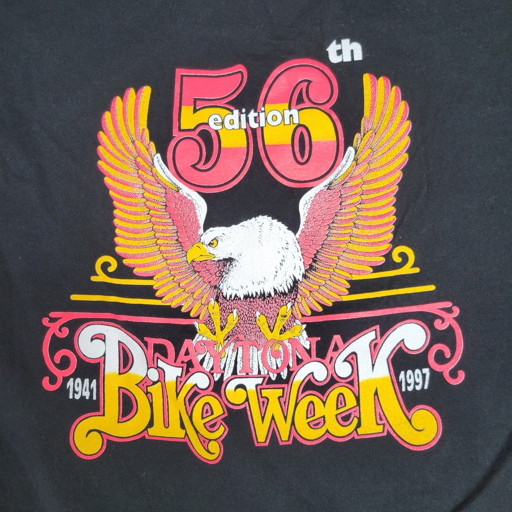 Vintage 1997 Daytona Bike Week T Shirt XXL Black 56th Edition Eagle USA‎ Made
